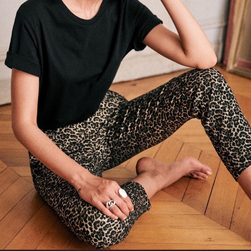 Sezane leopard Clara slim pants in  size 36